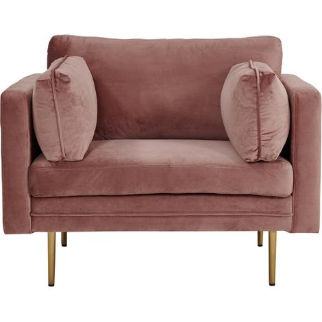 Fauteuil Design en Velours "Boom" 110cm Rose & Or