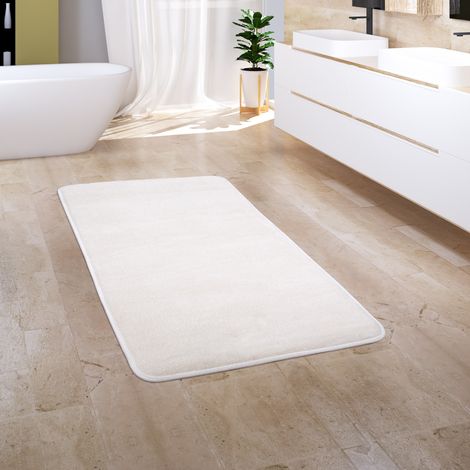 Paco Home Badezimmerteppich Badematte Badteppich Badvorleger Flauschig Memory Foam 3D 50x80 cm, Creme 3