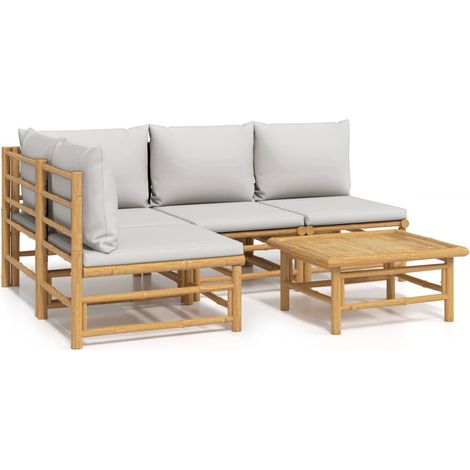 Maison Exclusive - 5-tlg. Garten-Lounge-Set mit Hellgrauen Kissen