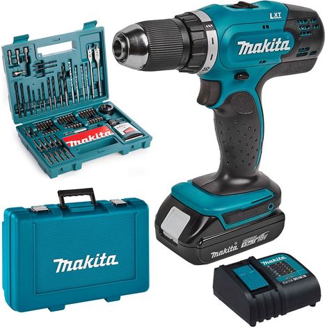 Makita 18v Cordless Lithium Drill Driver 1 x Battery + 100 Screwdriver Bit Set (1/5)