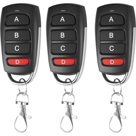3 telecomandi universali per cancelli 433,92 MHz, duplicatore di telecomando wireless a 4 pulsanti per cancelli di garage compatibile con 2262, 2260, HT12D, HT600 (50-100 m) (1/5)