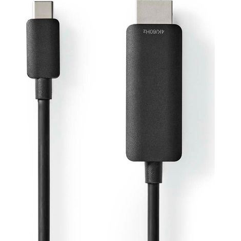 Nedis USB-C™ Adapter / USB 3.2 Gen 1 / USB-C™ Stecker / HDMI™ Stecker / 4K@60Hz / 2.00 m / Rund / Vernickelt / PVC / Schwarz / Label