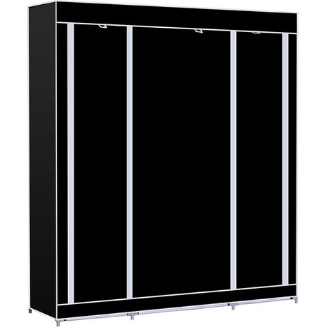 Armadio in Tessuto, Guardaroba Portatile con Barre di Sospensione, Appendiabiti, Pieghevole, Camera da Letto, Studio, Stabile, 16745170cm, nero (1/5)