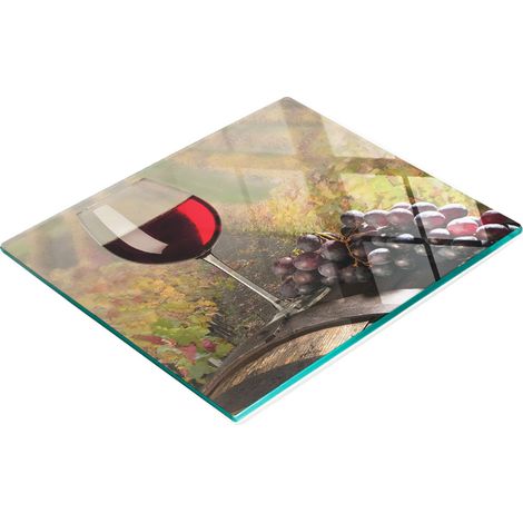 Tabla de cocina de vidrio templado con gr谩ficos decorativos color vino tinto, 60x52 cm. (1/5)
