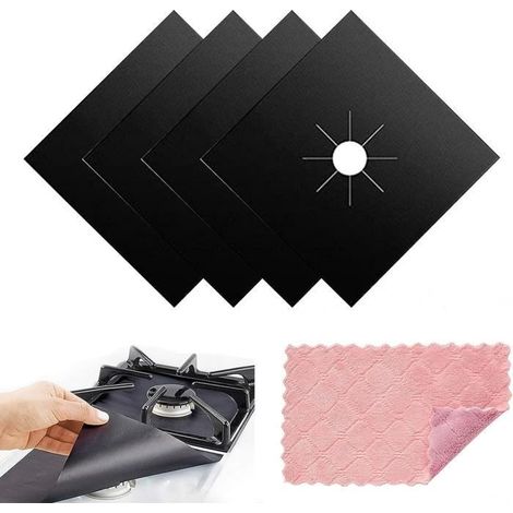 Tapis de Cuisinière à Gaz Réutilisables,Protection de Gazinière, Protections pour Feux à Gaz,Protecteurs de Gaz,Tapis de Cuisinière (1/4)