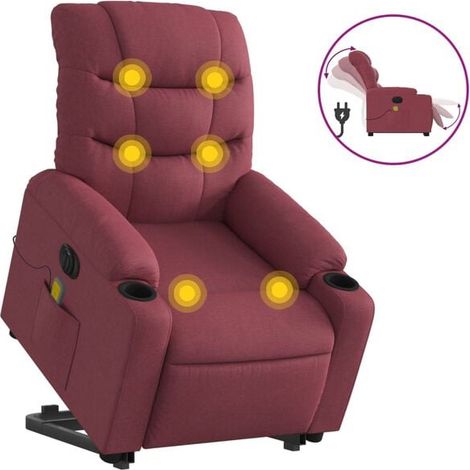 Fauteuil de massage électrique inclinable, tissu bordeaux (1/5)