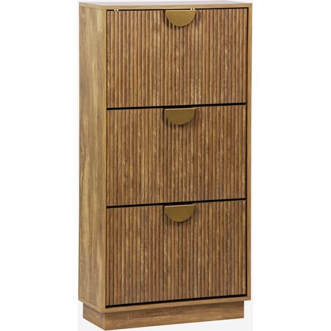 Zapatero de madera con 3 cajones estilo ranurado (1/5)
