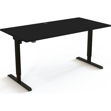 STIER Elektrisch höhenverstellbarer Schreibtisch 501-20 160 x 80 cm Schwarz Schwarz (1/3)
