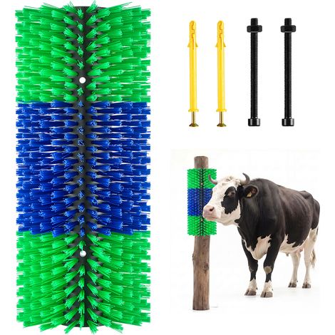 VEVOR Spazzola Grattatrice Bestiame 1 Pezzo per Capre, Spazzola a Rullo con 4 Viti, 430 x 190 mm, Colore Verde e Blu, per Alleviamento Prurito Massaggio e Toelettatura Cavalli Bovini Pecore Maiali (1/5)