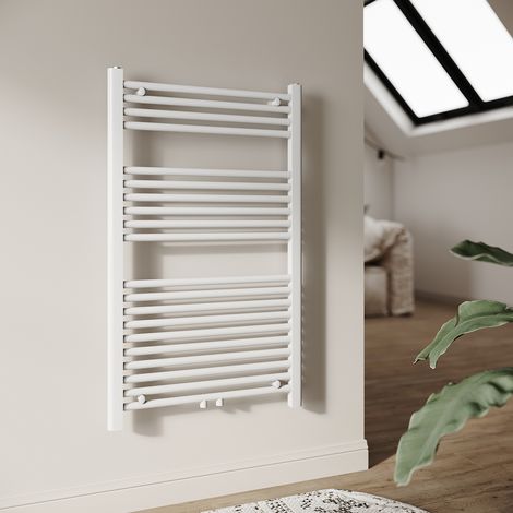 Radiateur SONNI Salle de bain 1000x600 mm Blanc Radiateur de salle de bain raccord central Radiateur sèche-serviettes (1/5)