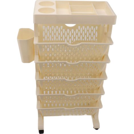 Tragbares Bücherregal, abnehmbar, drehbar, mehrstufig, mobiles Bücherregal für Schlafzimmer, Studentenwohnheim, Büro, Khaki (1/5)