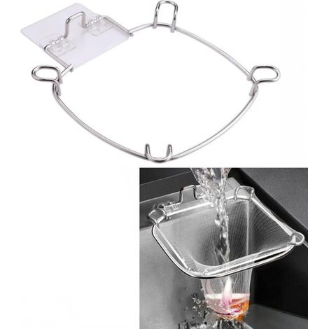 pezzo, scolapiatti da cucina, filtro per lavello, scarico per lavello, scolapiatti pieghevole in acciaio inox, filtro per lavello e porta strofinacci 2 in 1, argento (1/5)