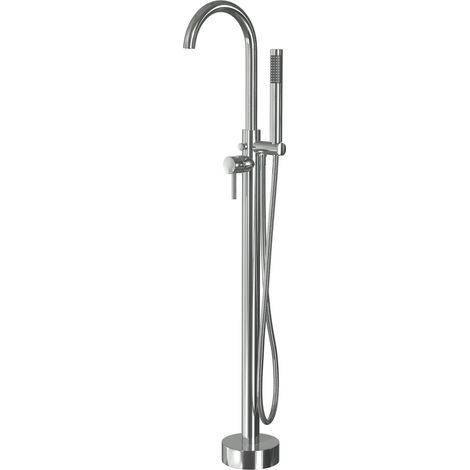 BERNSTEIN - Rubinetto per vasca da terra, Miscelatore per vasca in acciaio inox, Doccetta, flessibile e corpo base inclusi - Cromo - NT3127 2.0