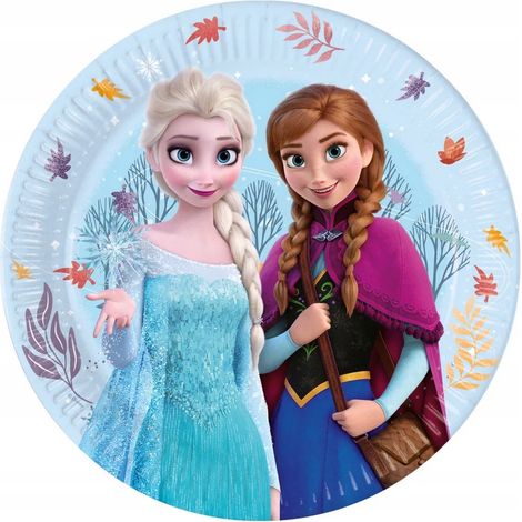 Assiettes en carton La Reine des Neiges Elsa Anna Fête d'anniversaire 23 cm 8 pièces. (1/2)
