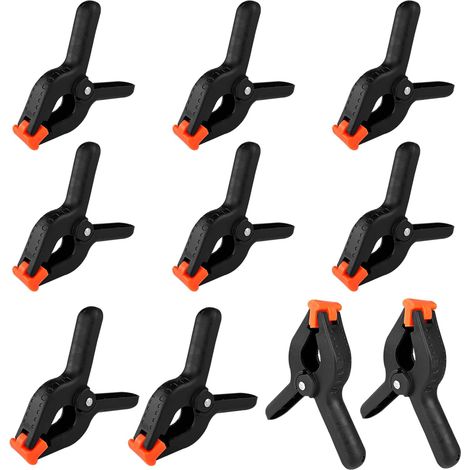 10 Stück Federklemmen, robuste Nylon-Federklemmen, Klemmzange mit beweglichen Backen, schwarze Kunststoff-Nylon-Federklemmen, für Fotografie, Plane, Basteln, Garten