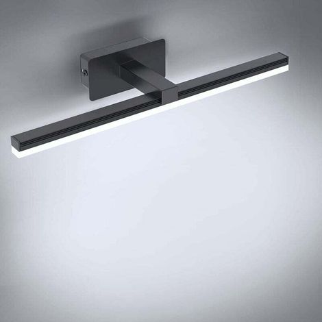 Lampe Miroir LED 9W, Lampe Miroir Salle De Bain Blanc Froid 6000K Éclairage Avant Miroir 40cm Éclairage Armoire Salle De Bain 720LM Lampe Murale Miroir Led Noir(Pas D'interrupt) (1/5)