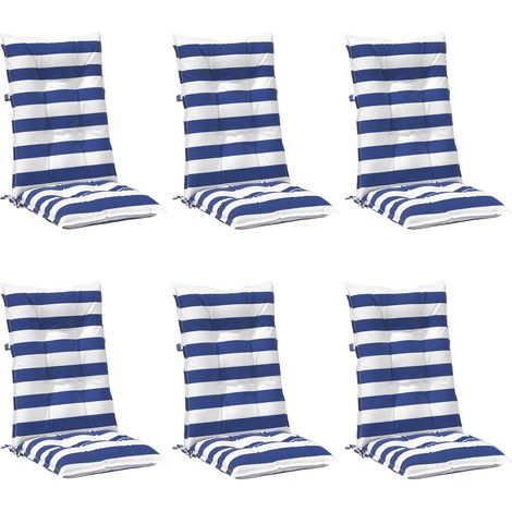 Cojín de exterior 6 pcs Azul y Blanco 120 x 50 x 7 cm Tela vidaXL