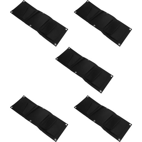 5-teiliger, wandmontierter Pflanzsack, biologisch abbaubar, 3 Taschen, schwarzer Pflanzkasten, Gartenzubehör. (1/5)