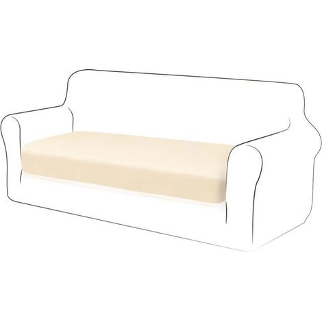 Housse de Coussin Velours Coussin de canapé Housse de Protection pour Meubles Housse de siège de canapé pour canapé Housse de Coussin Velours 2 Place pour Chaise (Blanc Ivoire) (1/3)