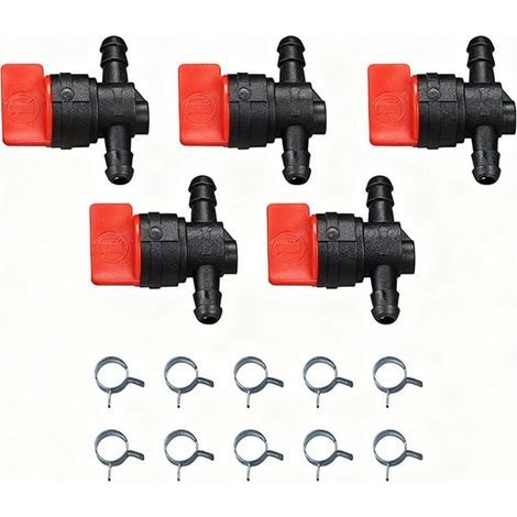 Set mit 5 Kunststoff-Kraftstofftank-Absperrventilen (6,35 mm), Abschaltschalter, Zubehör für Rasenmäher und Traktoren (1/5)