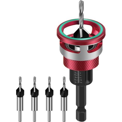 à fraiser Lot de 4 forets à fraiser réglables portables multi usages pour perceuse dans le bois, la menuiserie, les meubles, les armoires, l'intérieur et l'extérieur (1/5)