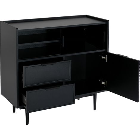Armoire de rangement avec porte vitrée et barre lumineuse LED réglable, 80 cm de large (1/5)