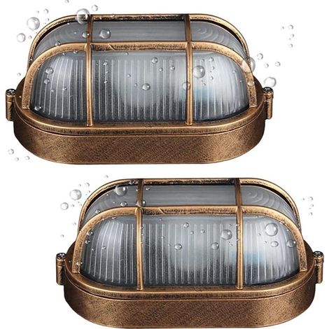 (2 pack)Applique D'extérieur,Lampe Ovale En Aluminium Moulé Sous Pression Applique,Murale Marine Nautique Lumière Vintage Industrielle,Lampe De Bateau,Décoration Mur Patio Couloir Lampes (1/5)