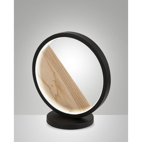 Lampada da Tavolo Pierre a LED 29W 3160lm 3000K Luce Calda Struttura in Metallo e Legno Design Moderno Colore Nero Classe di Isolamento 2