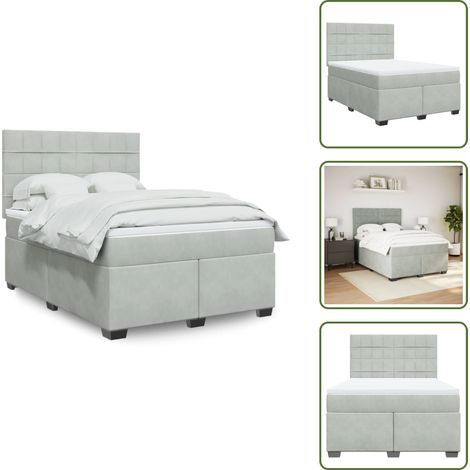 Boxspringbett mit Matratze Hellgrau 160x200 cm Samt - Boxspringbett - Boxspringbetten - Bett - Betten (1/5)