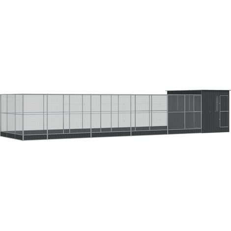 Gabbia per uccelli voliera con estensione argento 1118 x 303 x 216 cm acciaio Argento 020045645