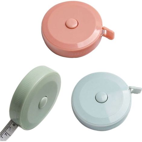 Lot de 3 mètres ruban souples rétractables pour la mesure du corps, des tissus et de la couture, double face, rétractables (1/5)