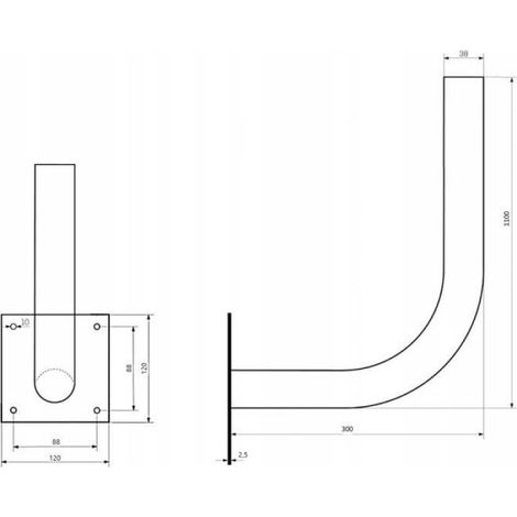 Support Mural Antenne Satellite - Acier Galvanisé - 30 cm x 110 cm - Montage Facile (1/3)