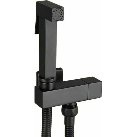 Black Brass Toilet Bidet Sprayer Kit - Handheld Bidet Sprayer with Wall Mount - Personal Hygiene - Model G1/2. (1/4)