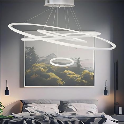 Lampadario LED con 4 Cerchi a Luce Fredda