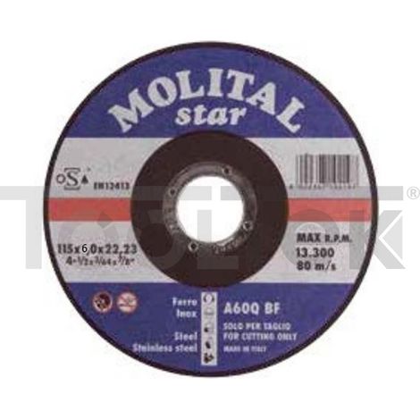 DISCO TAGLIO FERRO ACCIAIO INOX 115mm DISCHI 10pz SMERIGLITRICE MOLITAL (1/2)