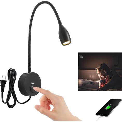 Lampe de lecture murale pour tête lit, interrupteur tactile, (1/5)
