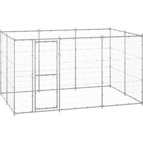 Cuccia da esterno gabbia recinto per animali box esterno per cani in acciaio zincato 7,26 m² 020000428