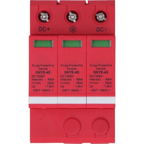 Boîtier de distribution de protection contre les surtensions orange et rouge, dispositif de protection contre les surtensions 40 kA CC 1000 V triphasé (1/5)
