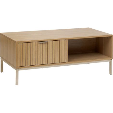 5Five Simply Smart – Table basse fixe 100cm avec tiroir – Panneaux de particules – Dimensions L. 100 x l. 50 x H. 40 cm – Couleur naturelle (1/5)