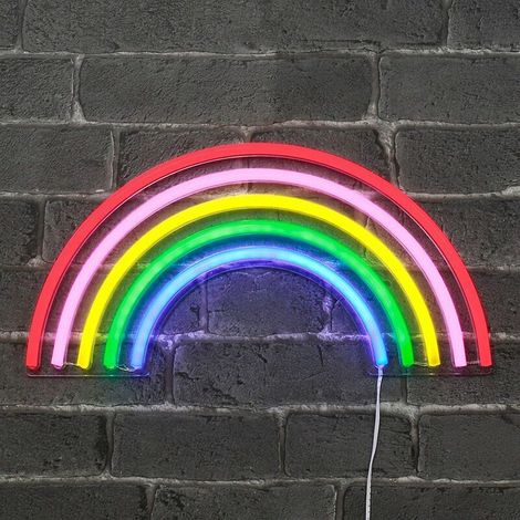 Néon Rainbow 38 cm - prise et interrupteur marche / arrêt inclus - 5 couleurs - néon LED Rainbow pour décorer la Chambre d'enfant ou la décoration (1/2)