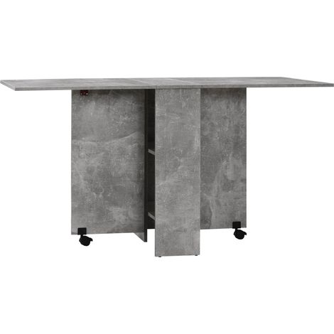 Tavolo Pieghevole Salvaspazio 75x140x74 cm con Ruote in Legno Grigio (1/5)