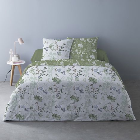 Housse de couette 240x220 Hana vert + 2 taies (1/3)