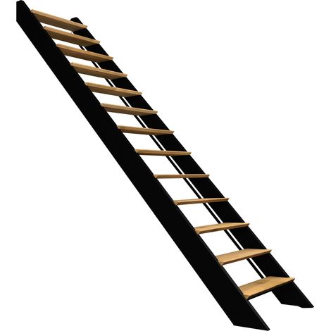 Escalier bois droit noir à LED intégrées, Spectra KORDO