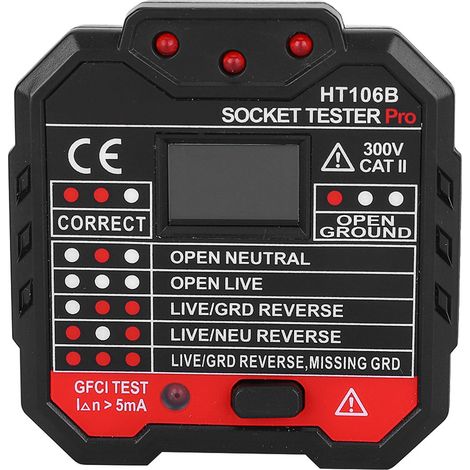 HT106B Multifunction Electric Socket Tester Mains Fault Checker Tool US Plug (1/5)