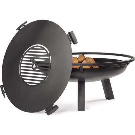 Bol à feu PORTO 80cm – Acier épais 2mm – Anneau de support soudé – Pour feu de camp et barbecue – 111267