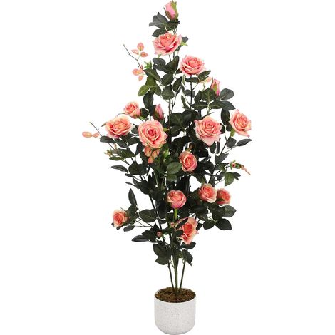 Rosal artificial, flores realistas, diseño que no requiere mantenimiento, rosa de 120 cm - 1 unidad (1/2)