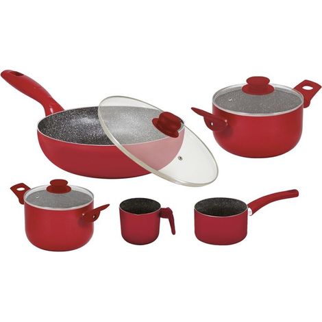 MAURY'S BATTERIA PREMIUM DI PENTOLE DA 8 PEZZI IN COLORE ROSSO (1/3)