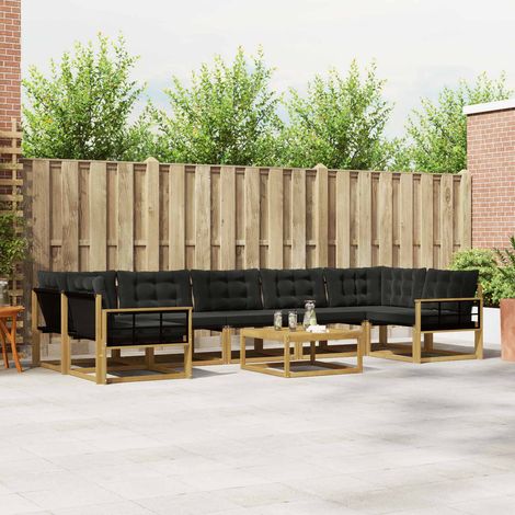 vidaXL Outdoor-Sofagarnitur 8 pcs Weiß und Schwarz 79 x 79 x 37 cm (1/5)
