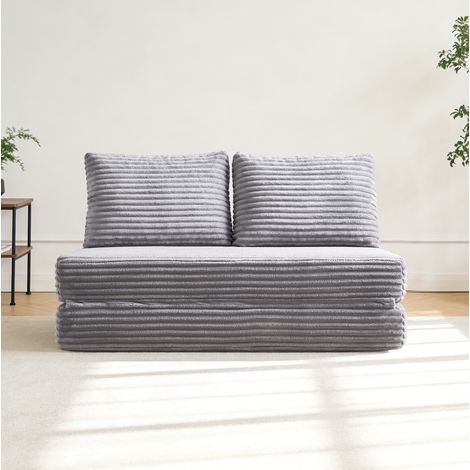 Divano letto multifunzionale grigio chiaro in tessuto con schienali rimovibili (1/5)