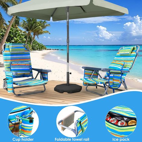 2er Set Strandstuhl mit Rucksackfunktion, Klappbarer Campingstuhl, Gartenstuhl - Grün (1/5)